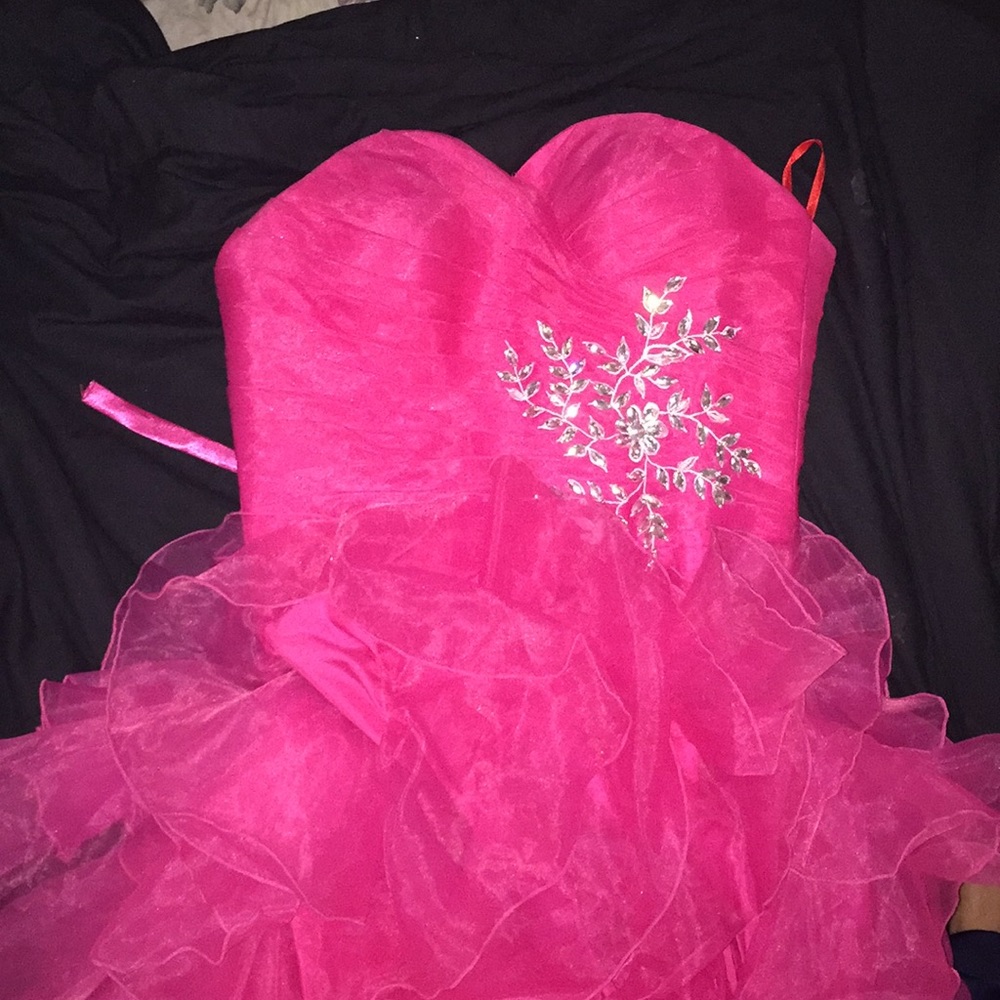 Pink Organza Ball Gown With Crystal Detailing